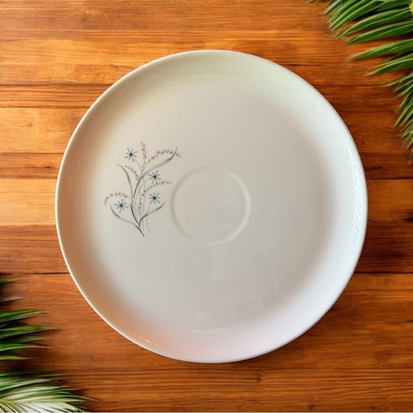 Vintage Taylor Smith Taylor Serving Plate & Bowl Set – Pink Interior, Floral - Picture 3 of 13